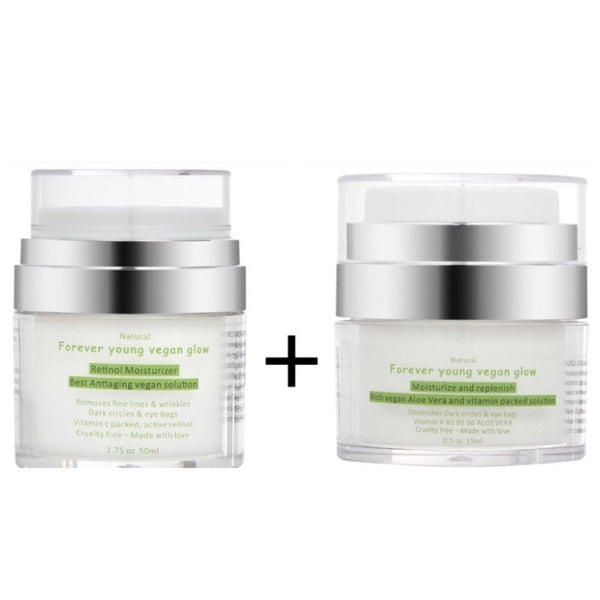 Replenishing Eye Cream and Forever Young Vegan Glow Moisturizer - Forever young vegan skincare